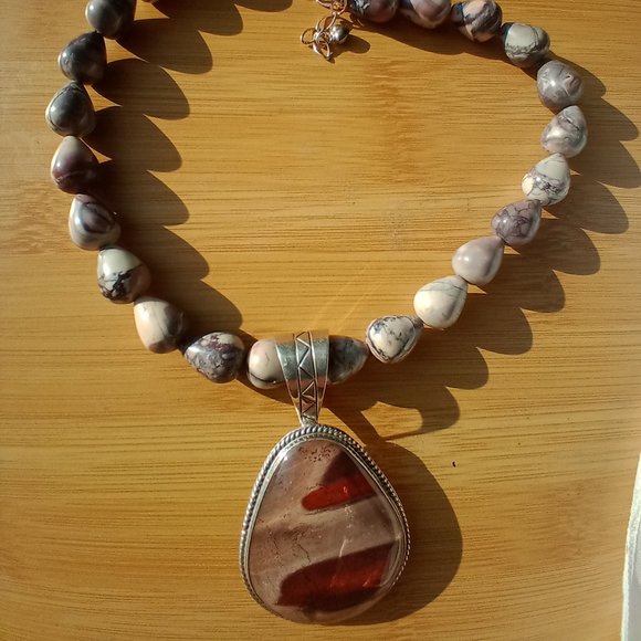 Jay King DTR mine finds Jasper necklace large pendant 925 Stunning - Picture 5 of 16